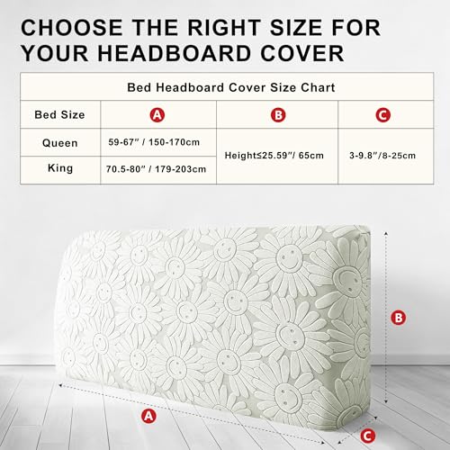 Stretch Bed Headboard Cover - Soft Jacquard Protector, Light Gray, Queen Size