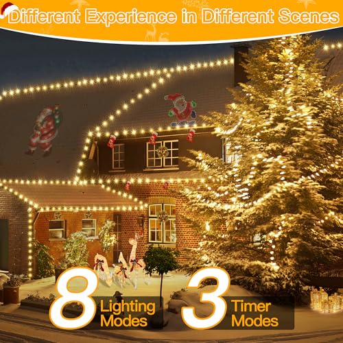 Ollny Warm White 1000 LED Christmas String Lights Waterproof 330ft with Remote