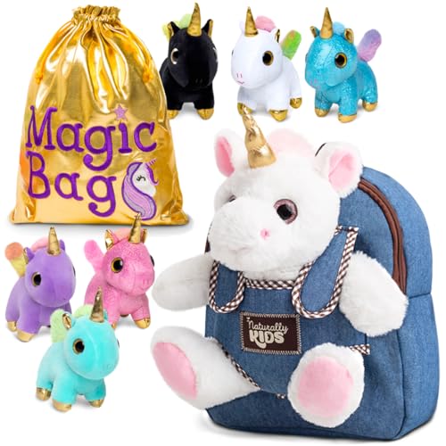 Naturally KIDS Small Unicorn Backpack Set with Mini Unicorns in a Magic Bag