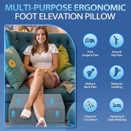Height Adjustable Memory Foam Wedge Leg Pillow for Elevation