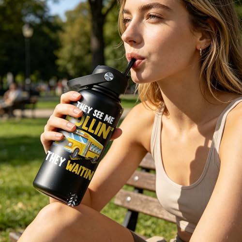 Fufandi Driver Black 32oz Bus Driver Appreciation Tumbler Water Bottle