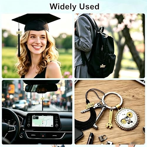 2027 Graduation Cap Tassel with Gold Year Charm - Black