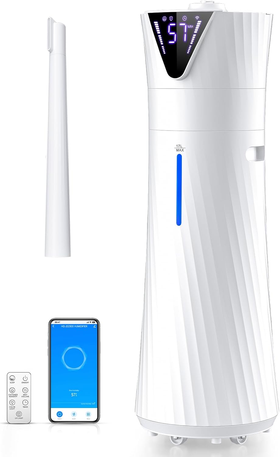 Skiennix 17L Ultrasonic Cool Mist Humidifier - Smart, Quiet, 2000ft² Coverage, 56H Runtime, White