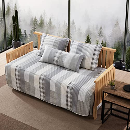 Eddie Bauer Daybed Set - 4 Piece Cotton Bedding with All Season Lodge Decor - Fairview Grey