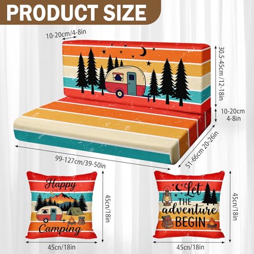 6-Piece RV Dinette Cushion Covers Set - Retro Sunset Design