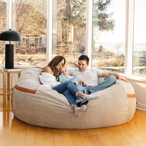 Giant 7-Foot Foam Bean Bag Chair, Oversized Plush Lounge Couch