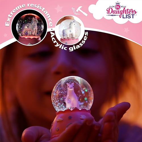 Miniature Shatterproof Unicorn Snow Globe with Light-Up Glitter
