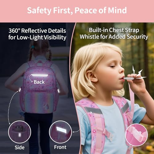 Girls Pink Unicorn Kindergarten Backpack - 15 Inch Insulated School Bag