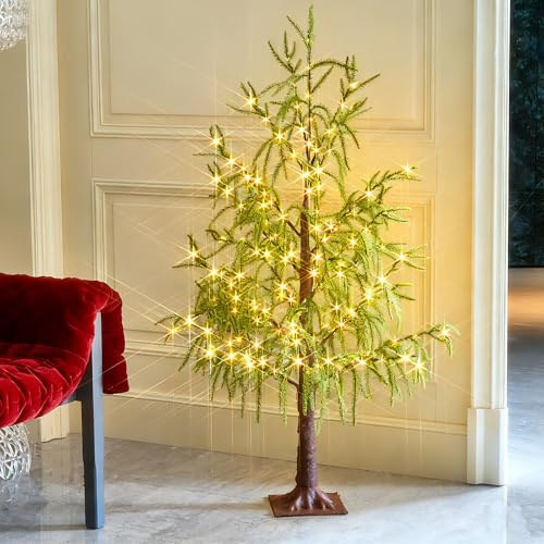 4ft Lighted Norfolk Pine Tree with 180 LED Fairy Lights - Indoor Outdoor Holiday Decor (BAOLITVINE)