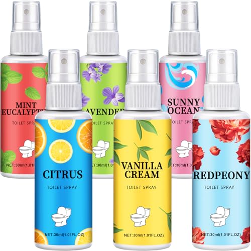 Toilet Spray Bathroom Odor Deodorizer 6-Pack - Travel Air Freshener (1 oz)