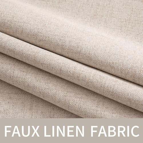 MIULEE 100% Blackout Linen Curtains 52x84 Inch Beige 2 Panels