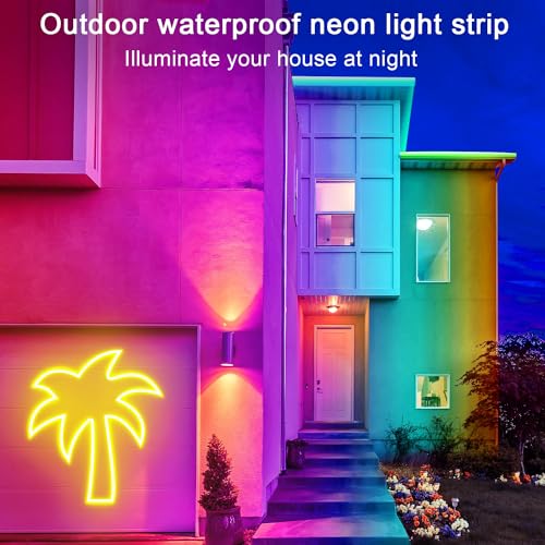 16.4ft RGB LED Neon Rope Lights, Flexible Waterproof Color-Changing Strip