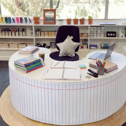 Notebook Paper Design Table Skirt for Classroom Teacher Desk 6ft