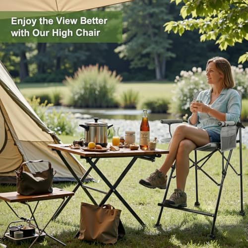 Extra Tall Folding Camping Chair, 350lb Capacity Portable Director Chair
