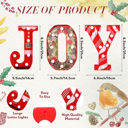Honoson 3 Pcs LED Marquee Letters Christmas Joy Sign Wall & Table Decor