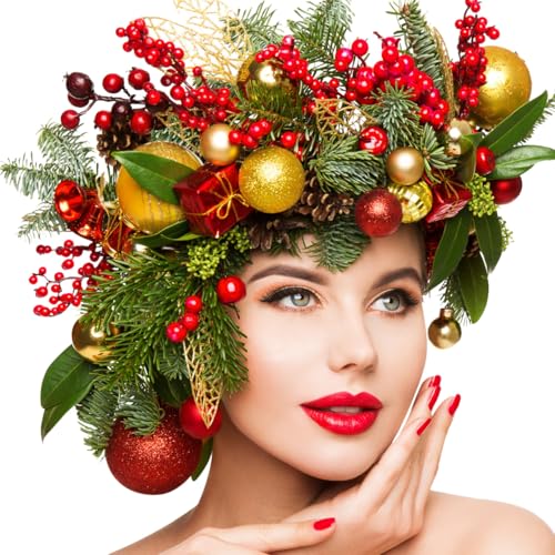 8pcs Artificial Red Berry Stems Christmas Berry Stems Waterproof Berry Branches for Christmas Tree Ornaments Crafts Holiday and Home Decoration (Red)