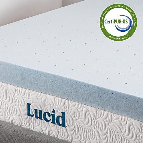 LUCID 4-Inch Gel Memory Foam Mattress Topper, Twin XL Ultra Plush