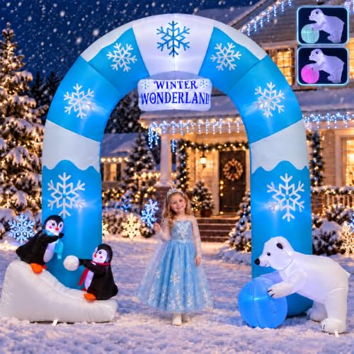 Blue 7.2FT Christmas Inflatable Archway Winter Wonderland Decor with LED Lights