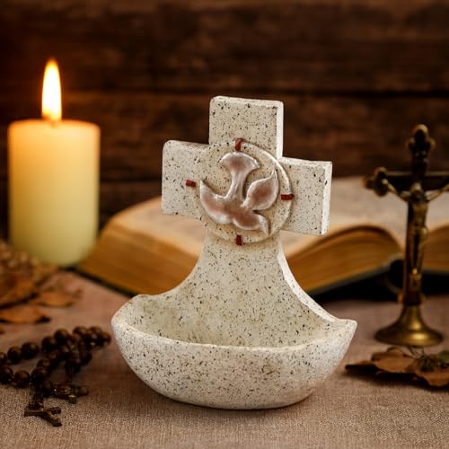 5-Inch Resin Holy Water Font Cross Wall Decoration for Home and Church
