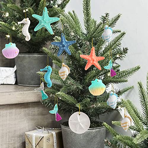 Resin Ocean-Themed Christmas Ornaments - 40 Pieces Sea Creatures Decor