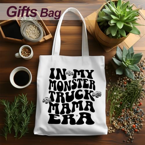 Henhesaha Mama Tote Bag – Canvas Family Organizer Tote, Reusable Grocery & Beach Bag (Truckmama01)