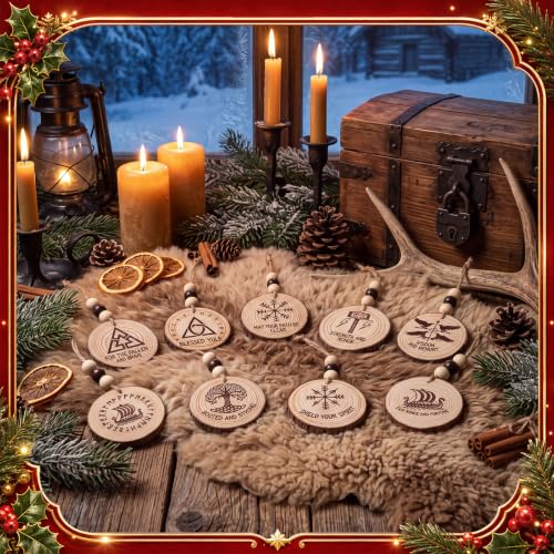 Viking Yule Ornaments Set of 27 Wooden Pagan Christmas Decorations