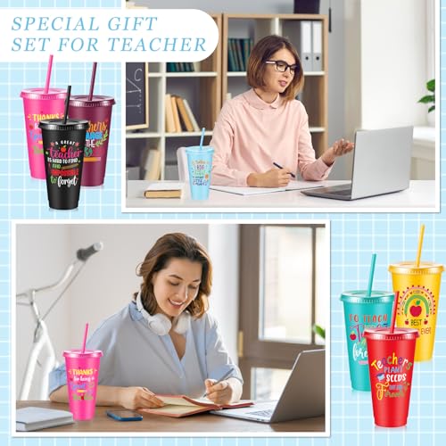 48 Pcs Colorful Teacher Appreciation Tumblers 24oz Bulk Gift for Women from Students