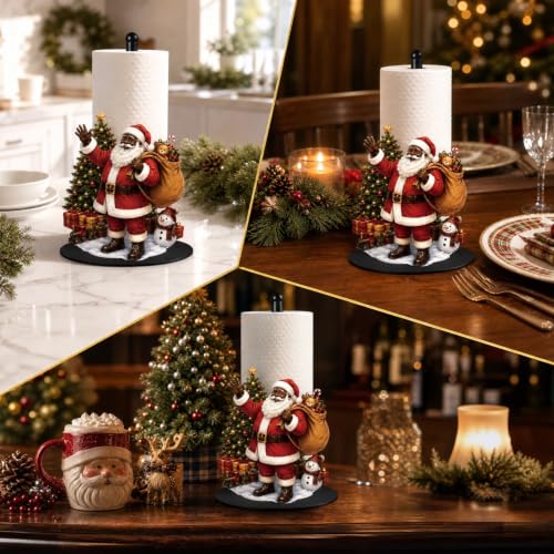 African Santa Christmas Paper Towel Holder - Inclusive Holiday Kitchen Decor