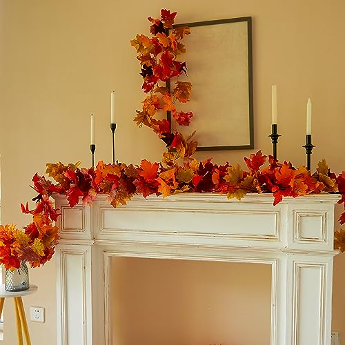 6-Pack 5.6ft Artificial Maple Leaf Fall Garland - Autumn Hanging Vines
