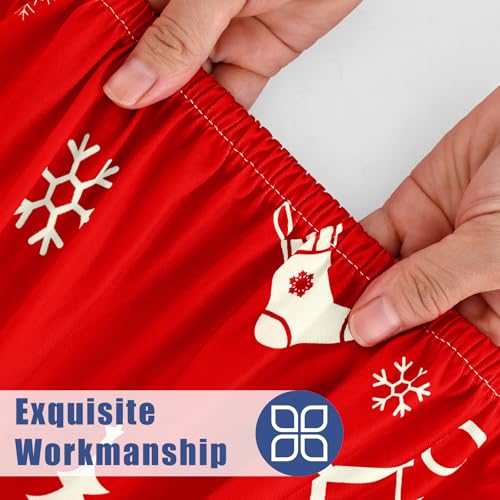 Round Spandex Christmas Red Fitted Tablecloth for 45"-56" Tables