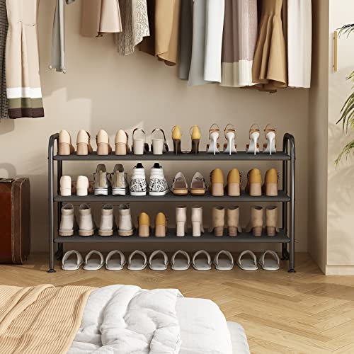 3-Tier Extra-Wide Shoe Rack Organizer for Entryway and Closet, Black Metal