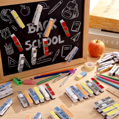 48-Piece Decorative Magnetic Wooden Clips for Whiteboard and Classroom