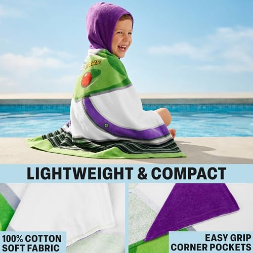 Disney Pixar Toy Story Bath Towels with Hood for Boys, Ages 2-6, Buzz