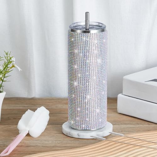 2 Pack 20oz Bling Rhinestone Tumblers - Silver & Black Drinkware Set