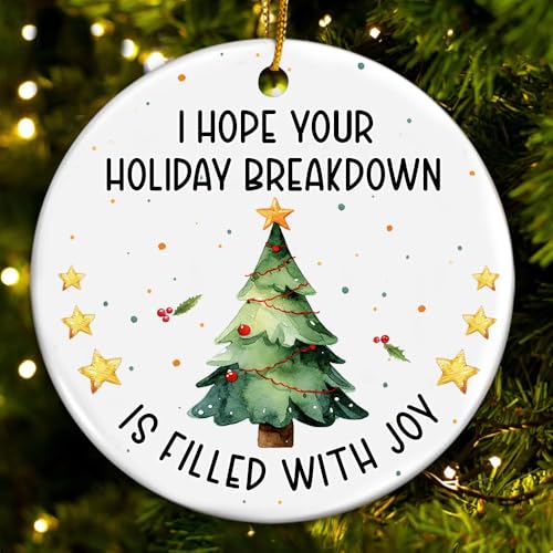 Hc-36 Funny Christmas Tree Ornament 2025 Holiday Breakdown Ceramic Xmas Decoration