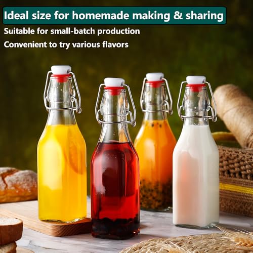 Swing Top Glass Bottles 8 oz Airtight Lids 9 Pack for Home Brewing and Fermentation