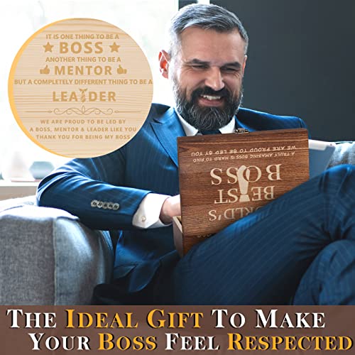 Oaksea Boss Day Whiskey Stones Set - 6 Stainless Steel Chilling Cubes & Glasses Gift for Men Boss Him Christmas Anniversary
