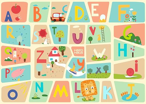 5x7 Alphabet Educational Rug for Kids, Washable Non-Slip Playroom Carpet
