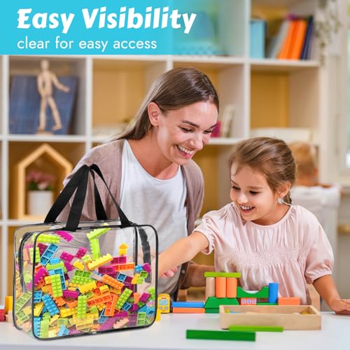 4 Pack Toy Storage Organizer Bags with Zipper, Clear PVC Waterproof Bags