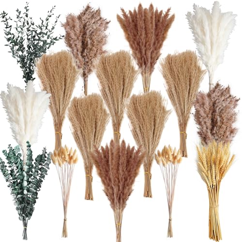 355-Piece Dried Pampas Grass Bouquet Set, 17-Inch Dried Floral Arrangement