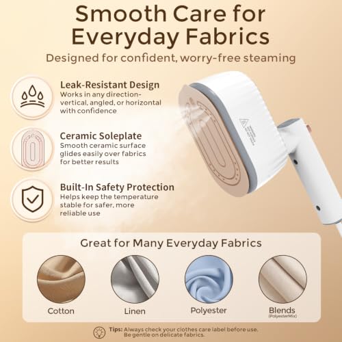 Portable Handheld Garment Steamer & Dry Iron - 2-in-1 Travel Wrinkle Remover