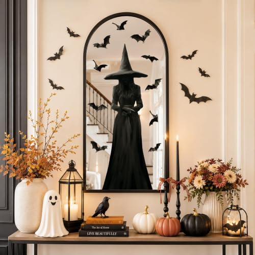 Halloween Window Clings - 3pcs Dark Witch & Bat Decor