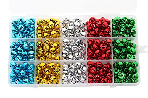 300-Piece 10mm Jingle Bells Set with Storage Box, 5-Color Craft Bells