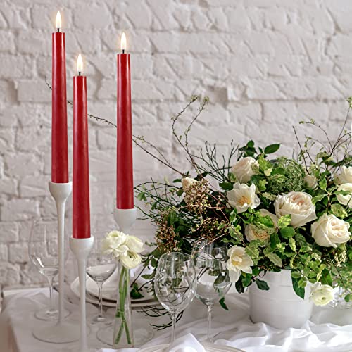 Eywamage Red Christmas LED Taper Candles with Remote Control - Set of 6