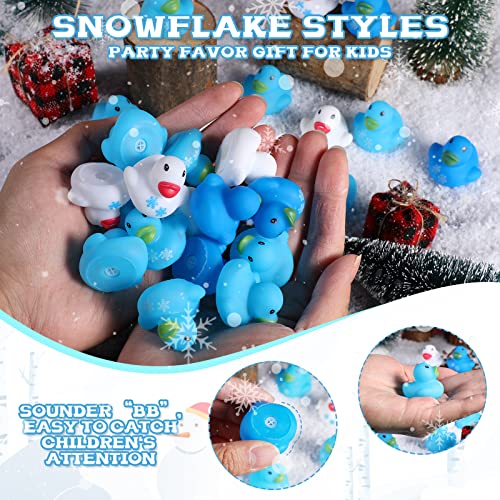 Jerify 200 Pcs Mini Rubber Ducks Snowflake Winter Christmas Party Favors