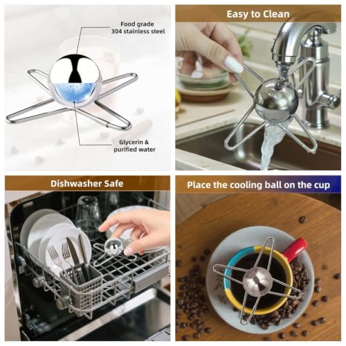 Huease 2 Pack Stainless Steel Espresso Cooling Balls for Iced Coffee - Silver