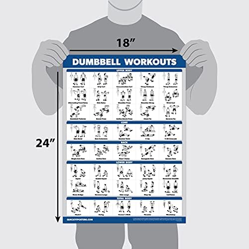 QuickFit Dumbbell Workout Exercise Poster - Laminated 18" x 24" | Volume 1 & 2 Set
