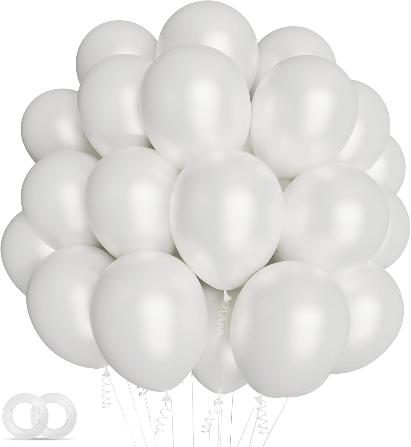 Pearl White Balloons - 12 Inch Latex Party Balloons for Weddings, Showers & Celebrations