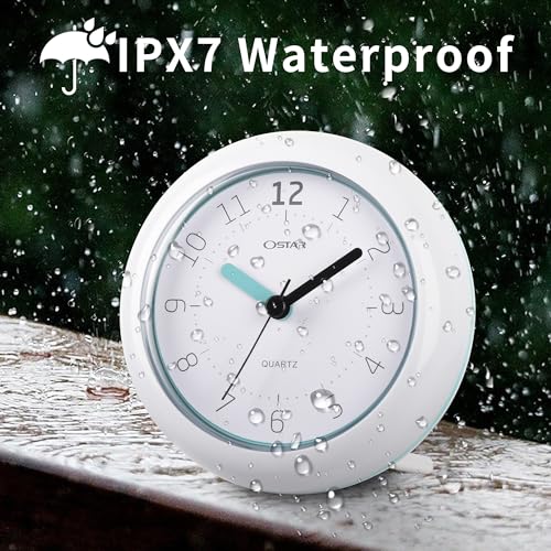 Waterproof Bathroom Wall Clock - 4.7-Inch Silent Analog Quartz Shower Clock
