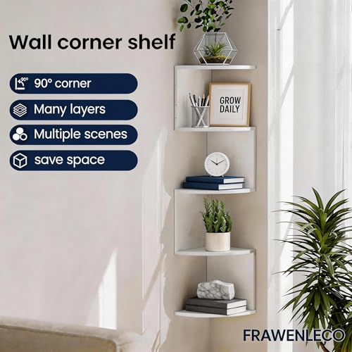 5-Tier Corner Wall Shelf, Floating Zigzag Bookshelf for Home Storage